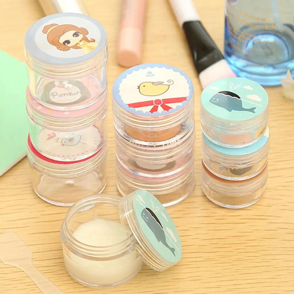 

1PCS DIY Colorful Cartoon Face Cream Jars Pot Travel Plastic Empty Cosmetic Containers Cosmetic Sample Containers