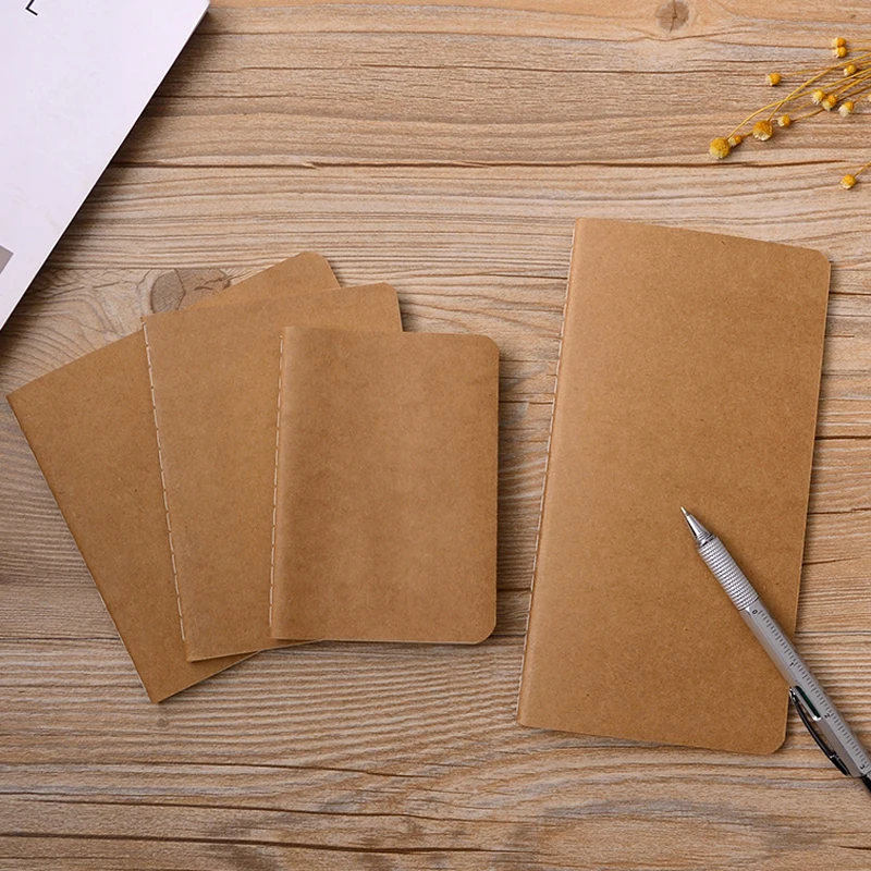 

Simple Vintage Kraft Paper Notebook Plain Color Sketchbook Soft Cover Writing Supply Diary Memo Pad Office Supplies