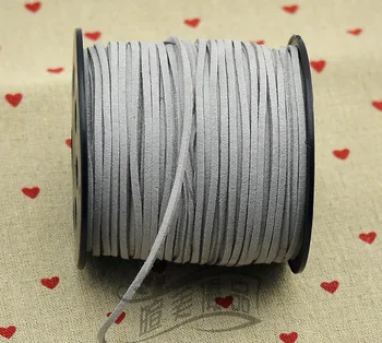 

1pc/lot DIY jewelry accessories, 2.5X1.5 Shallow gray South Korea plush leather cord 100 yards free shipping