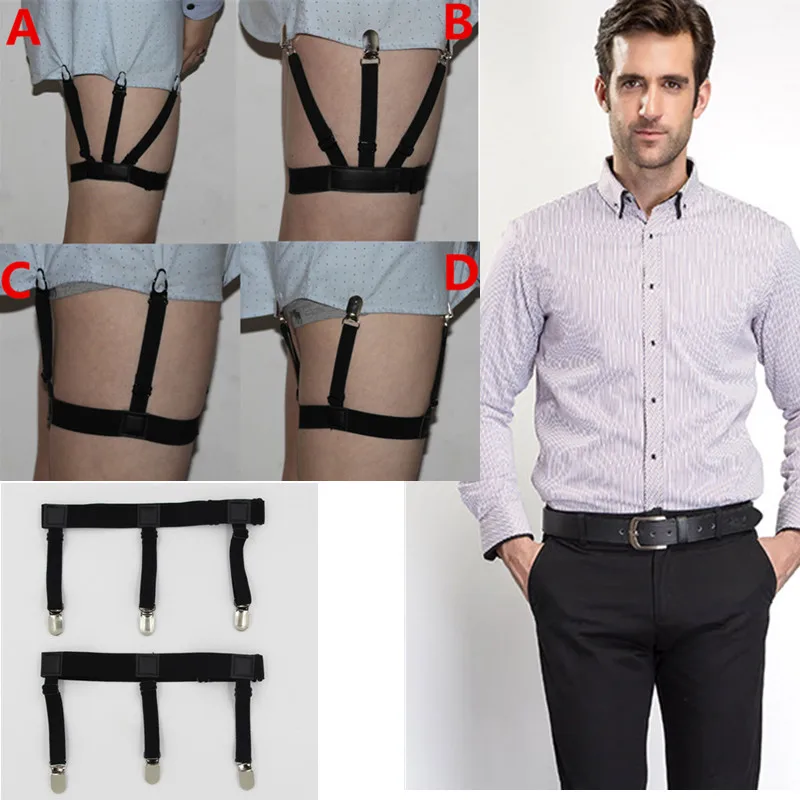 Cinturón Elástico De Nailon Con Ligueros Ajustables – Correa Con 4 Clips Metálicos Para Sujetar Medias, Pantalones O Jeans, Talla única Cintura 75-114 Cm, Para Hombre Y Mujer, Color Negro