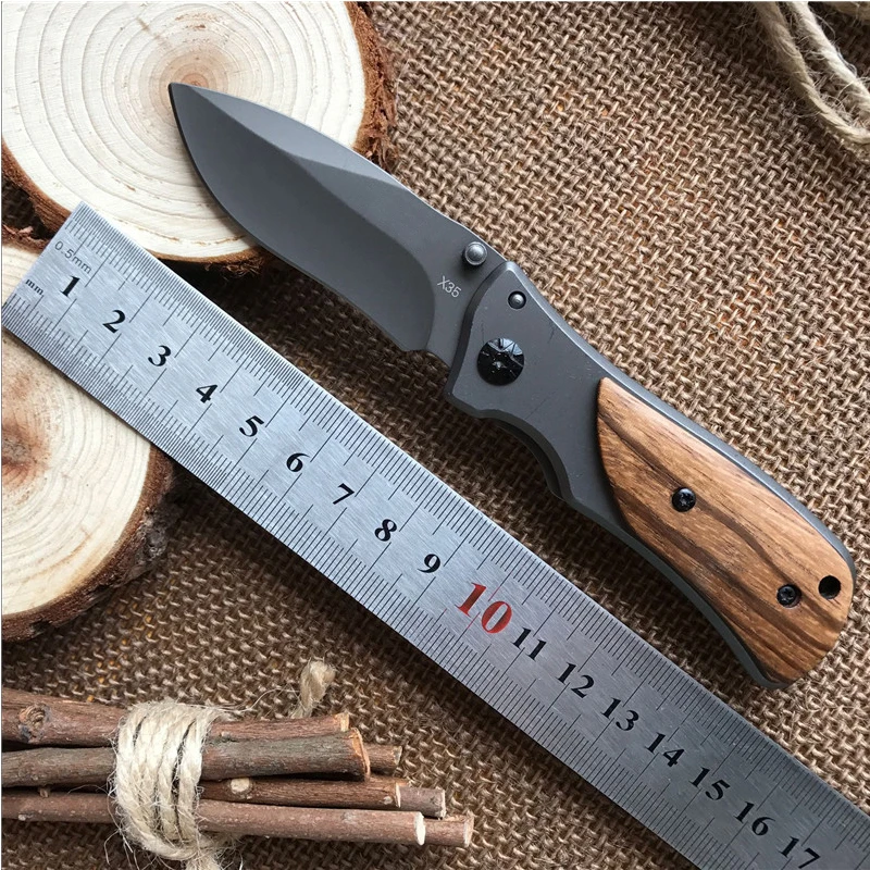

X35 Folding Knife 3Cr13Mov Blade Wood Handle 15cm Outdoor Survival Camping Mini Pocket Knife