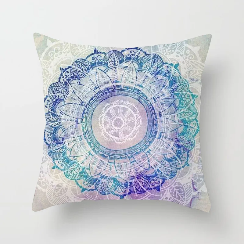 

Fuwatacchi Nordic Style Cushion Cover Watercolor Mandala Printed Pillow Cover Colorful Flower Decorative Pillows For Sofa Car
