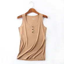 Женские Бесшовные майки тонкие летние свободные портной 3 пуговицы твердые большие размеры тонкие повседневные с круглым вырезом Женские топы
