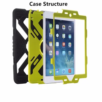 

Pepkoo for Ipad air 2 Case Plastic Kid Proof Extreme Duty Dual Protective Back Cover with Kickstand and Sticker for Ipad 6 air 2