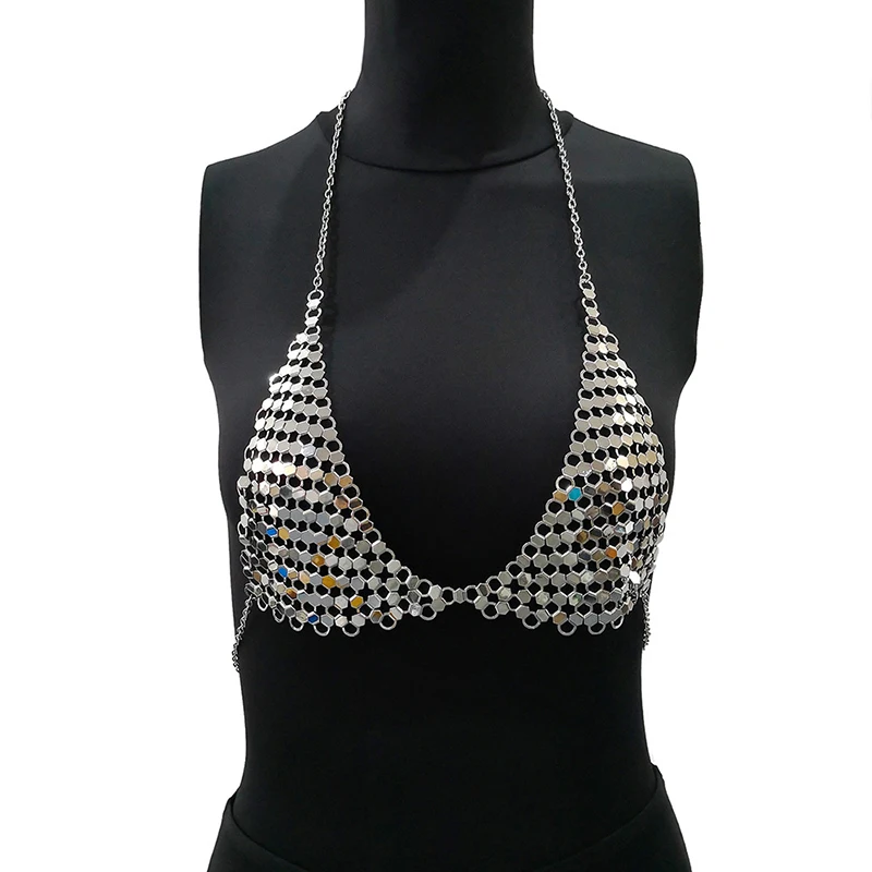 Elegant Metal Crop Top 2018 Summer Style Sexy Backless Bralette Gold