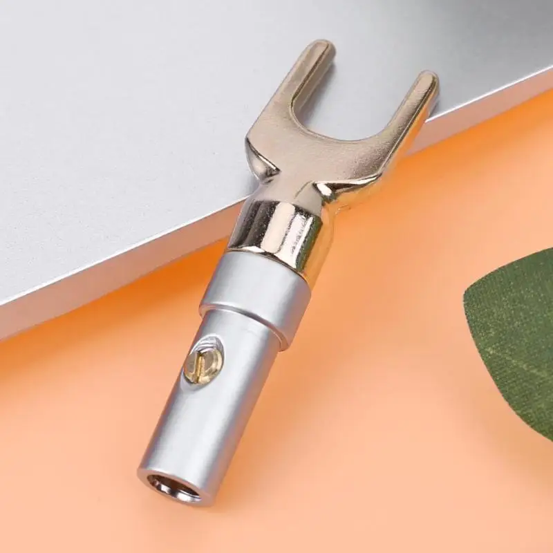 

2PCS Y/U Type Brass Speaker Plugs Audio Screw Fork Spade Connector Gold plated Binding Post Banana Plug Male Connector 1 Z1