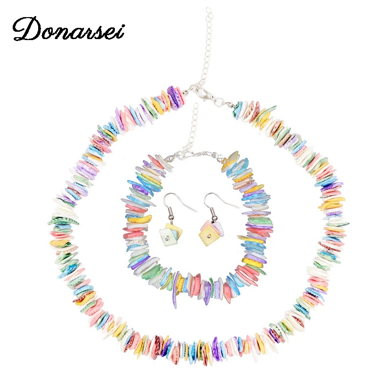 

Donarsei Summer Colorful Sea Shell Choker Necklace For Women Adjustable Hawaii Irregular Cowrie Necklace Fashion Jewelry