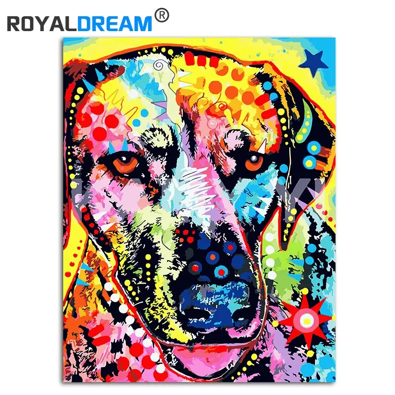 Картина ROYALDREAM Pop Dog с животными Diy цифровая картина по номерам Современная