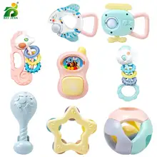 BEI JESS 8Pcs Baby Rattles 0-12 Months Plastic Mobiles hand Bell Teether Combination Toy For Newbron Baby Gift