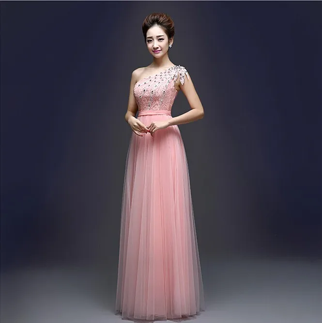 Длинные платья для вечеринки на одно плечо, вечерние платья, Robe de soiree vestido de casamento longo com TK489 - Цвет: Pink