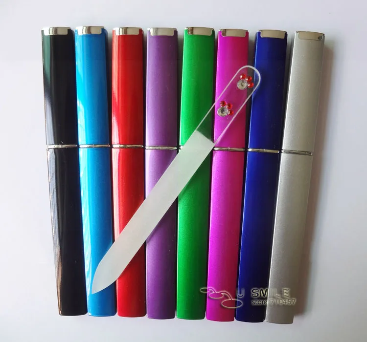 5 1/2" CRYSTAL GLASS NAIL FILE with Companion Case Colorful Nail file