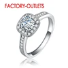 925 Sterling Silver Needle Ring Fashion Jewelry Square CZ Cubic Zirconia Bezel Setting Women Girls Party Engagement Wholesale 1