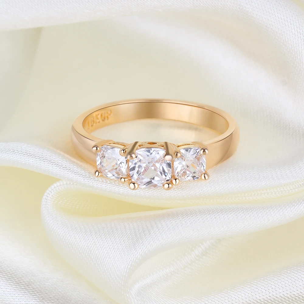 Gold Color Metal Weeding Ring With White Cubic Zirconia Fashion Jewelry Rings For Women Gift Ideas (JewelOra RI103350)