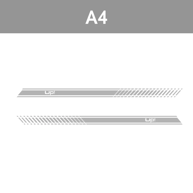 2 шт., виниловые наклейки для автомобиля в полоску, наклейки для юбки, обертывания, наклейки для тела, s для Volkswagen e UP - Название цвета: Silver Grey