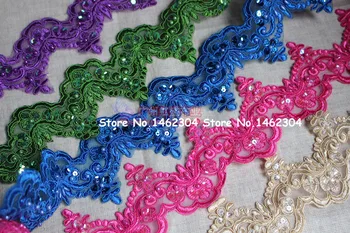 

Hotselling 13-15yards/pieceColors Lace Applique Beading Sewing Wedding Sequined Beaded Ribbon Embroidered pearl lace trim