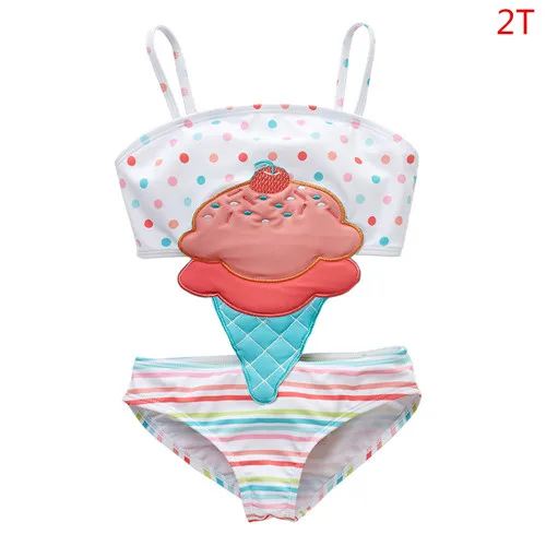 Kavkas/ г. Купальный костюм для маленьких девочек; цельный летний пляжный купальник с рисунком; От 1 до 8 лет Одежда для купания для малышей; детский купальник - Цвет: 2T