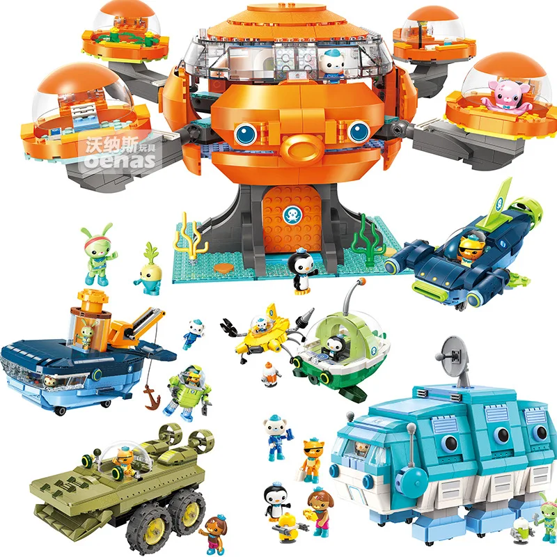 

Shark Vehicle & Barnacles Kwazii Peso Tweak Inkling Blue Whale Ship Yacht Octonaut Building Blocks Sets Bricks Model Kids Toys