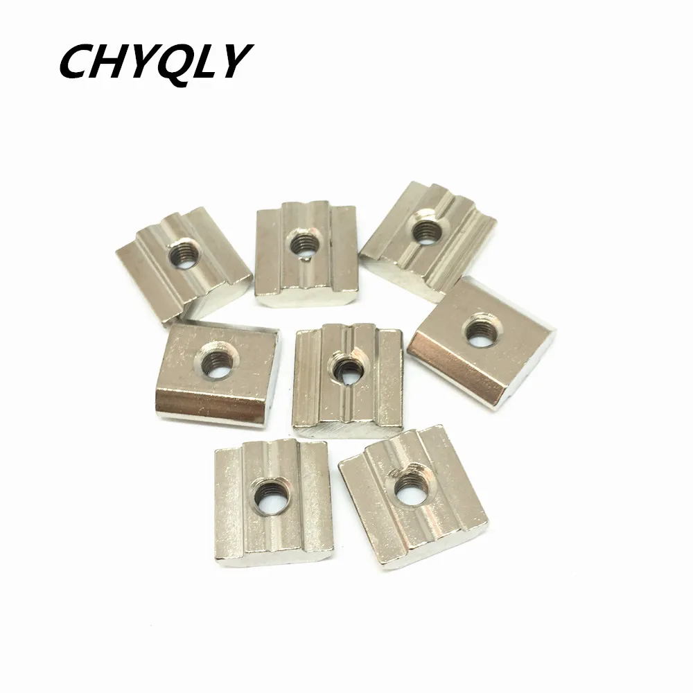 

100pcs 30-M5 T Sliding Nut Block Square nuts M5 for 3030 Aluminum Profile Slot Zinc Coated Plate Aluminum connector Accessories