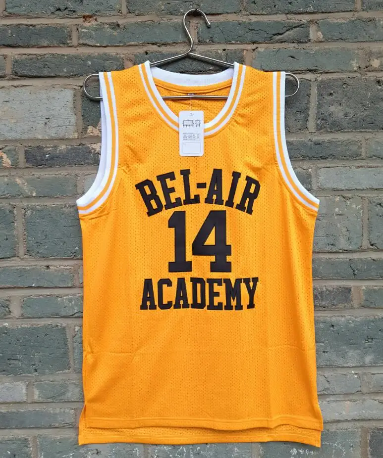 

2017 New LIANZEXIN Will Smith #14 Jersey Bel Air Academy Yellow The film version Basketball Jerseys Gold For Sale