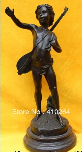 

Shipping Express 16" Marble Bronze Western Boy Musician With Lute Statue