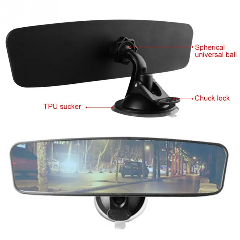 Car Rear View Mirror Universal Wide Angle Rear View Mirror Auto Reverse Back Parking Reference Rear Mirror Adjustable SuctionCup