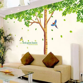 

Large size 296*225cm Fresh Green Tree Wall Stickers Vinyl DIY Wall Decals for Living Room Sofa Backdrop Bedroom Decor murals