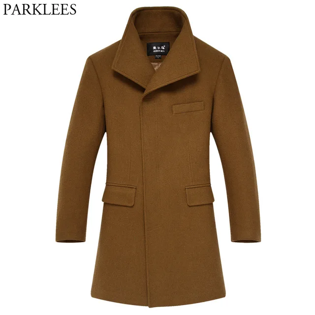Doublju Winter Coats For Men Mens Double Pea Wool Half Trench 2017 The Latest Fashion Slim Wool Trench Coat Clic Men S Woolen