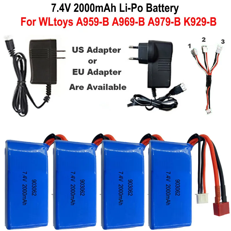 Высокое качество 7,4 в 2000 мАч 2S Lipo Батарея для WLtoys A959-B A969-B A979-B K929-B RC пустыни для грузовых автомобилей, обновление Запчасти Батарея