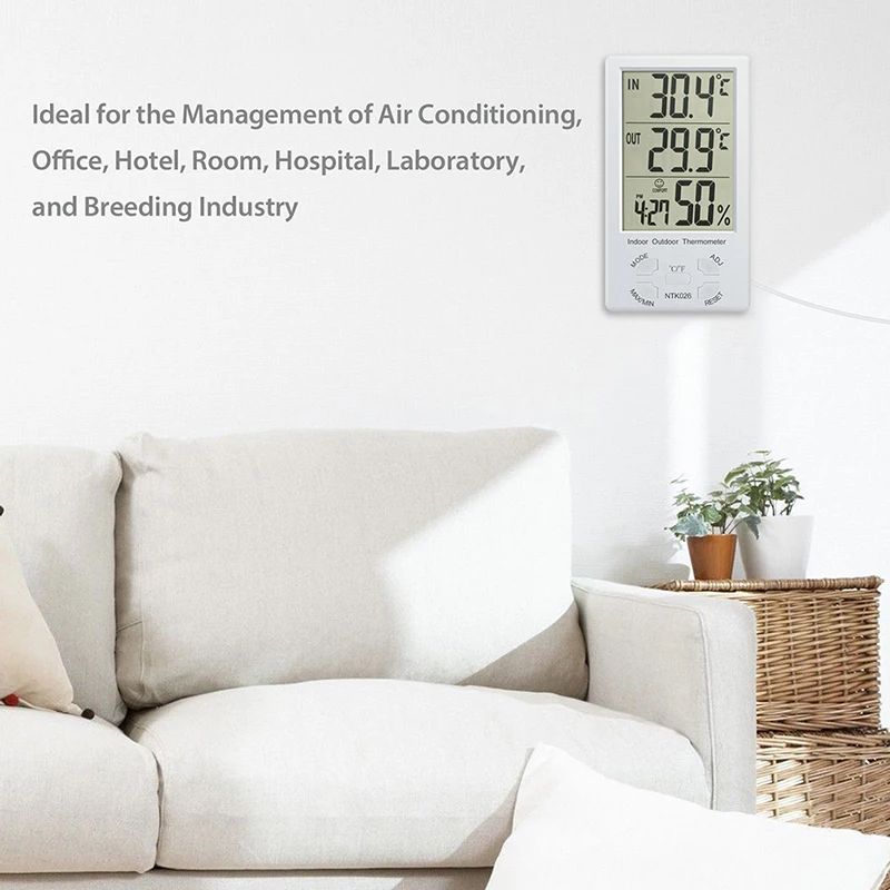 New LCD Meter Indoor Humidity Meter with Temperature Sensor Digital Weather Station Thermometer Hygrometer In/Out Temperature