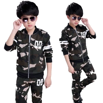 

Boy Tracksuits 5-14 Years Boys Camouflage Clothing Sets Children Spring Autumn Jacket+Pants 2 Pcs Sports Suits Teens Clothes