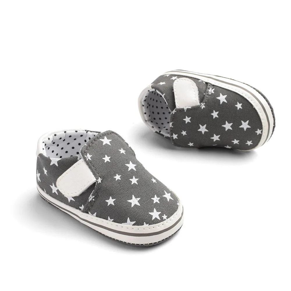 Индивидуальная модная нескользящая обувь на липучке с принтом звезды для новорождённых младенцев, девочек и мальчиков, принт со звездой, мягкая нескользящая обувь на липучке, F5