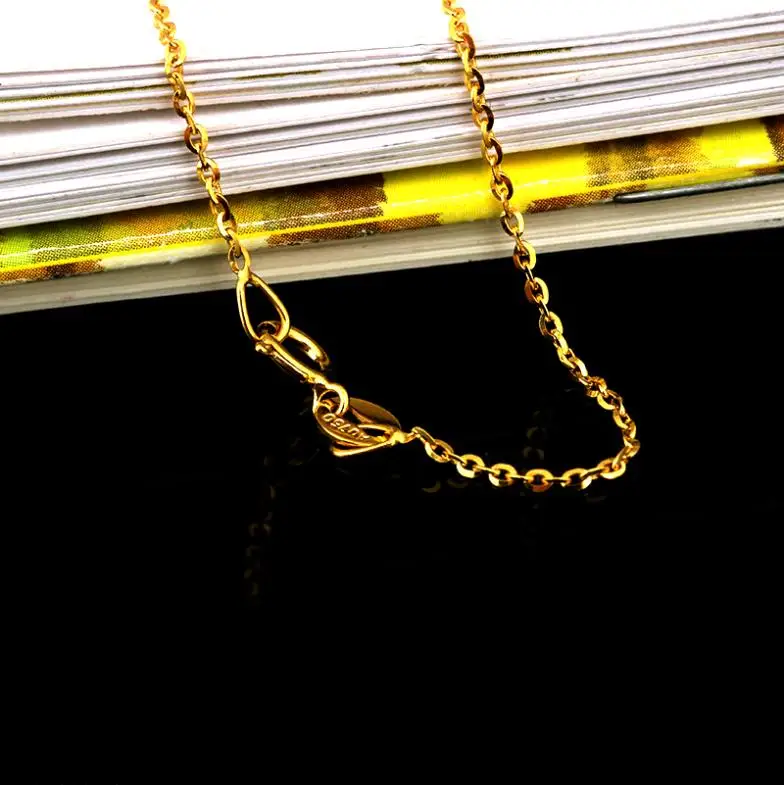 18K Gold Chain Necklace 40-45CM Pure Gold Necklace Suitable for Pendant Fine Jewelry lips design Shinny