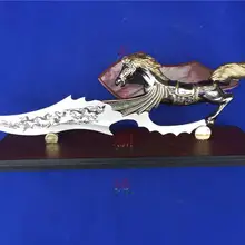 S0092 латунный золотой Летающий конь Пегас нож смерти Меч кинжалом с деревянной подставкой 18,2"