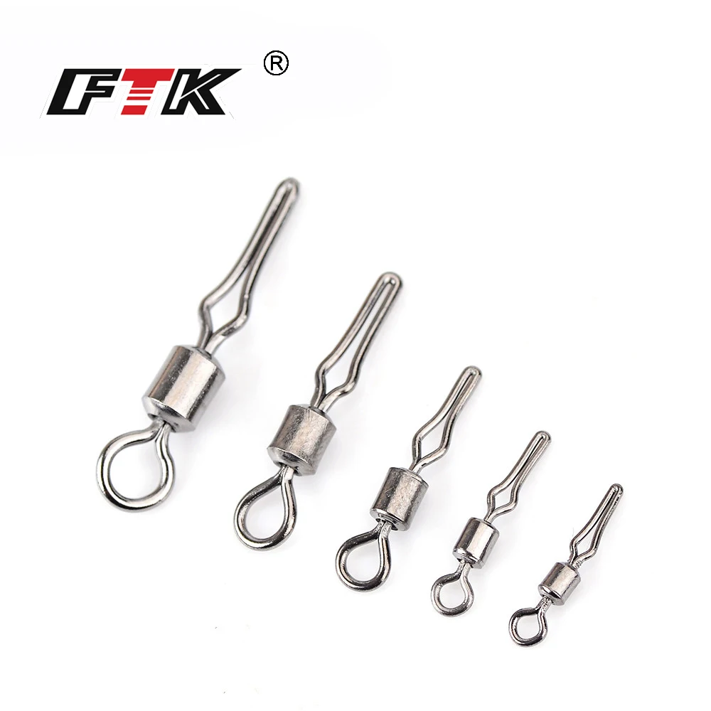 

FTK 1 Pack 1/0# 2# 4# 6# 8# 10# Fishing Swivel With Side Line Clip Fishhook Lure Connector Terminal Pesca Fishing Tackle