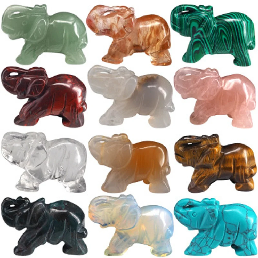 12pcs Natural Hand Carved twelve colors Jade Stone Lucky Crystal
