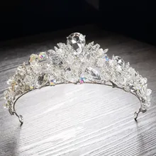 Роскошные Свадебные диадема в стиле барокко с хрустальным листом, украшенные стразами, для выпускного вечера, короны, диадема для невесты, Свадебный ободок, аксессуары для волос