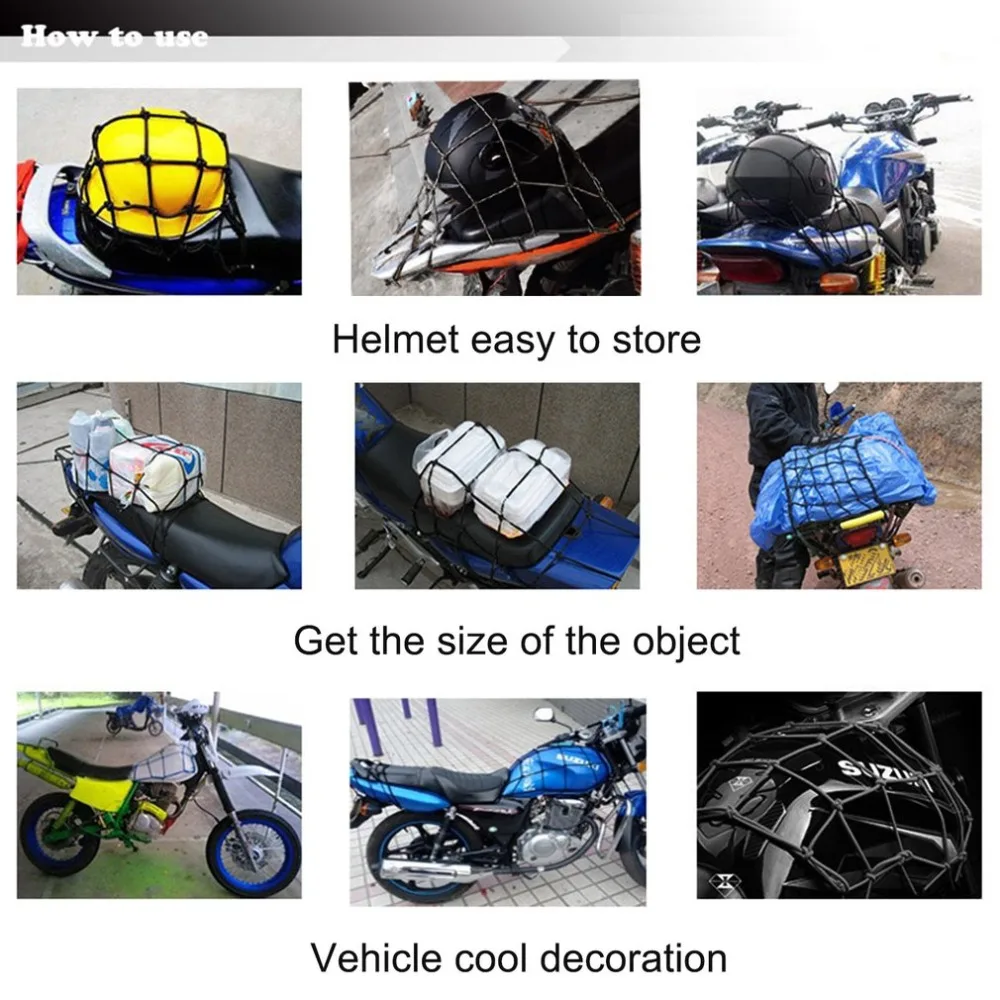 Sale 25*25 cm Motorcycle Bicycle Cargo Net Luggage Rope Rubber Mesh Fixed Helmet Sundries Elastic Net Strong Elasticity 1