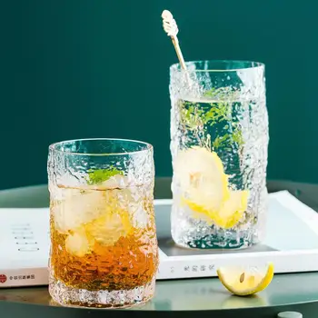 

MDZF SWEETHOME Crystal Clear Drinking Glasses for Water, Juice, Whisky Wine Beverages Dessert Milk Cup Tree Pattern Cup