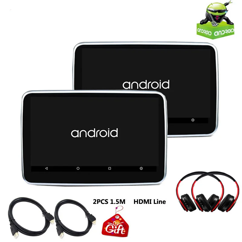 10,1 дюймов Android 6,0 автомобильный монитор HD 1080 P MP5 сенсорный экран DVD плеер с WI-FI/HDMI/USB/SD/FM-радио/Bluetooth ТВ подголовник - Цвет: 2 monitor 2 headset