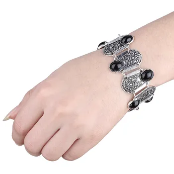 

Bohemian Women Vintage Silver Coin Bracelet Adjustable Resin Beads Boho Gypsy Beachy Coachella Festival Jewelry Wholesale 12 Pcs