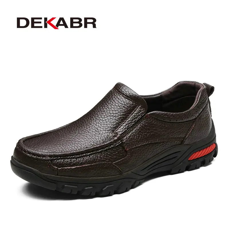 Acheter DEKABR Mode Confortable Respirant Doux Véritable Cuir Mocassins Chaussures Hommes Haute Qualité Casual Falts Hommes Oxford Taille 38 48