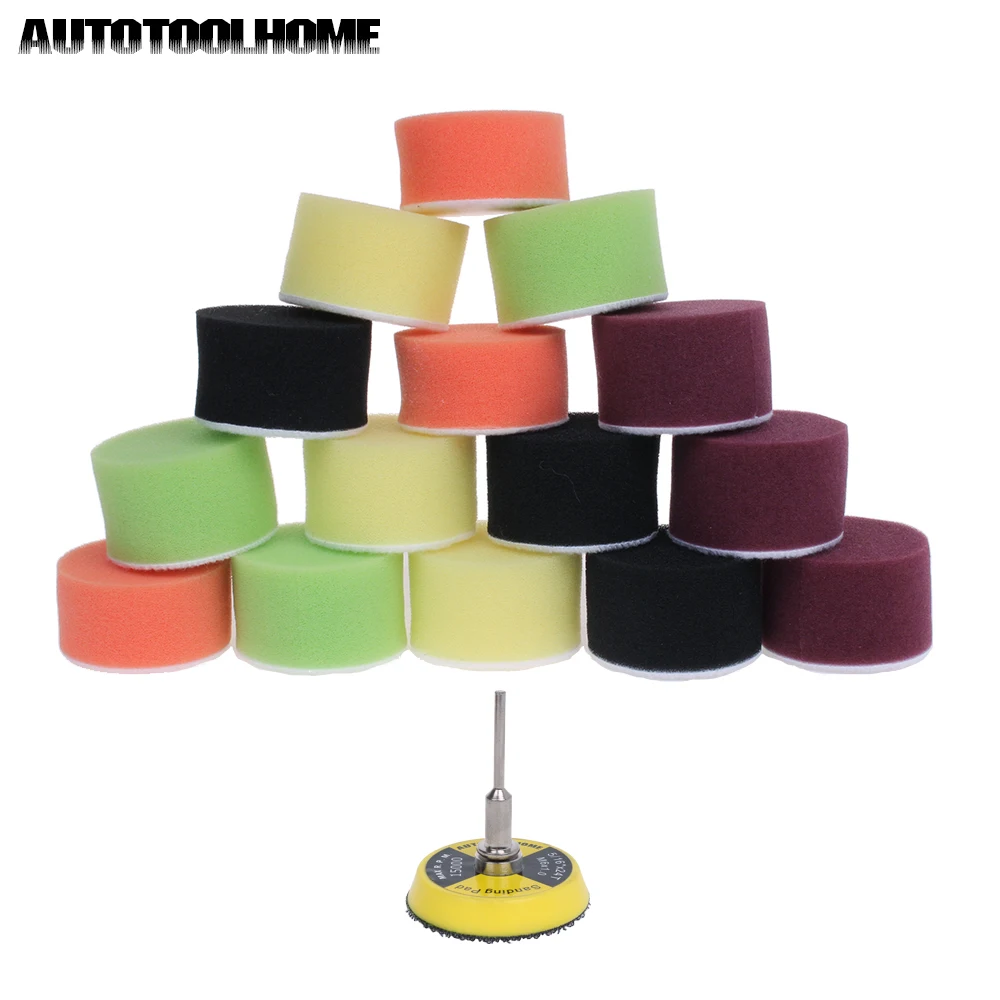 

16Pcs 2" 50mm Buffing Polishing Pad Set Flat Sanding Sponge with 3mm Shank Hook and Loop Backing Plate For Dremel Car Waxing