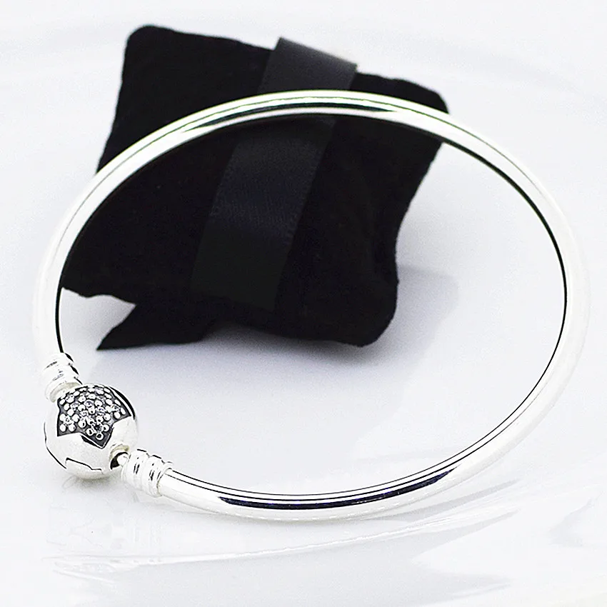 

100% 925 Sterling Silver Moments Bangle Bracelets with Star Clasp Fit Charm Beads DIY for Women Gift PFB008