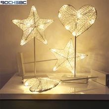 BOCHSBC Star Heart Lovely Shaped Night Lights ABS Warm White Protect Eyes Cartoon Desk Lamp Light for Children Baby's Bedroom youoklight 7w warm white salt lamp heart shaped wall decoration night light 120v 1pc