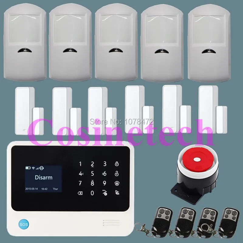 

G90B Security Wireless wifi GSM Alarm System with 5 PIR detector,6 door sensor,4 remote controller app controlled alarm system