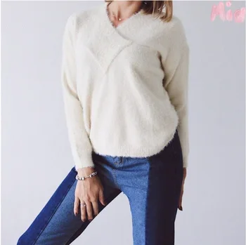 

New Collar Long Hair Velvet Lantern Sleeve Thickened Antique Warm Women Sweater