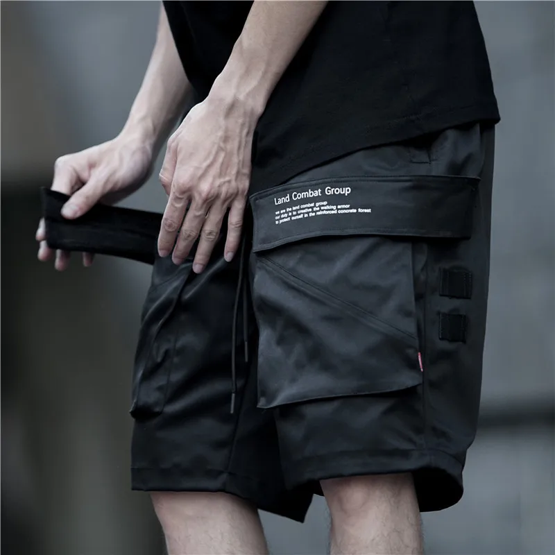 Cargo Shorts Men Hip Hop Summer Streetwear Elastic Waist Sweat Short Sweatpant Jogger | Мужская одежда