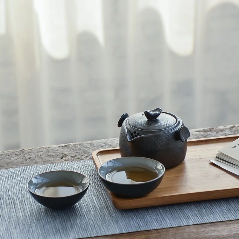 TANGPIN черная глиняная посуда яйцо керамический чайник Gaiwan чайные чашки Портативный чайный набор для путешествия с сумкой для путешествий
