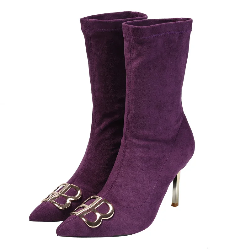 

Autumn Ankle Boots For Women High Heels Slip-on Boots Women Pointed Toe Thin Heels Sexy Party Prom Womens Boots Zapatos De Mujer