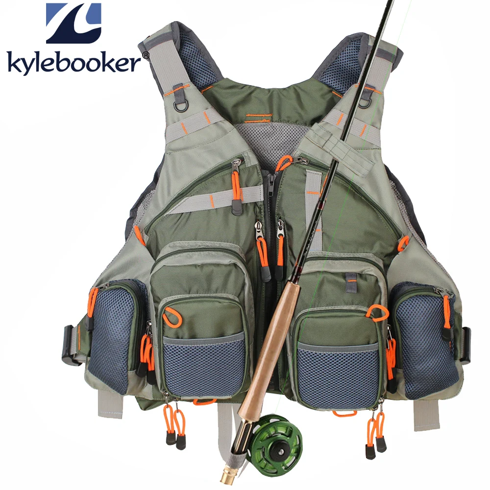 Colete de Pesca com Mosca Roupas de Caça ao ar Colete de Pesca Saco de Engrenagem Ajustável dos Homens de Malha Novo Exército Verde Livre